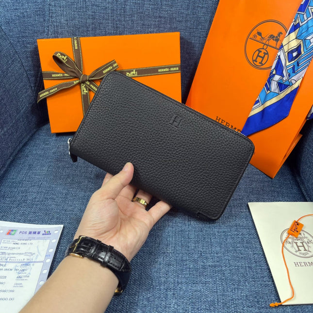 HM SILK'IN CLASSIC WALLET 19 BLACK GRAINED CALFSKIN