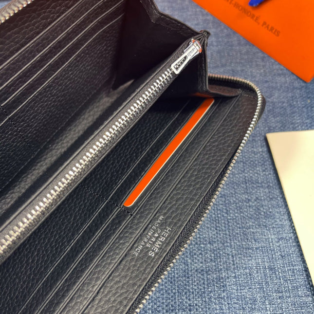 HM SILK'IN CLASSIC WALLET 19 BLACK GRAINED CALFSKIN