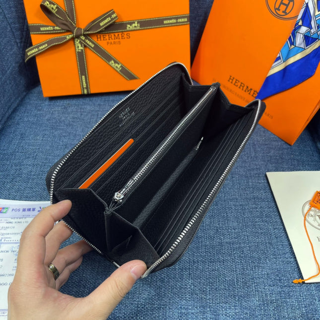 HM SILK'IN CLASSIC WALLET 19 BLACK GRAINED CALFSKIN