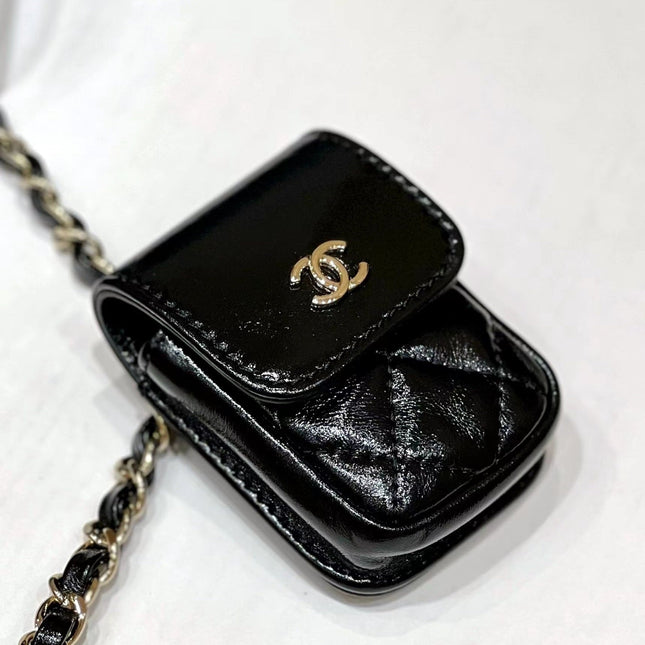 CHANEL 25S BACKPACK 23 IN BLACK SHINY CALFSKIN GOLD HARDWARE