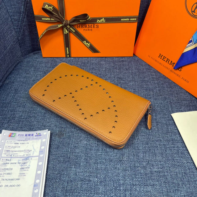 HM SILK'IN HOLED WALLET 19 BRONZE GRAINED CALFSKIN