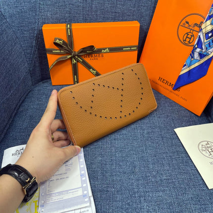 HM SILK'IN HOLED WALLET 19 BRONZE GRAINED CALFSKIN
