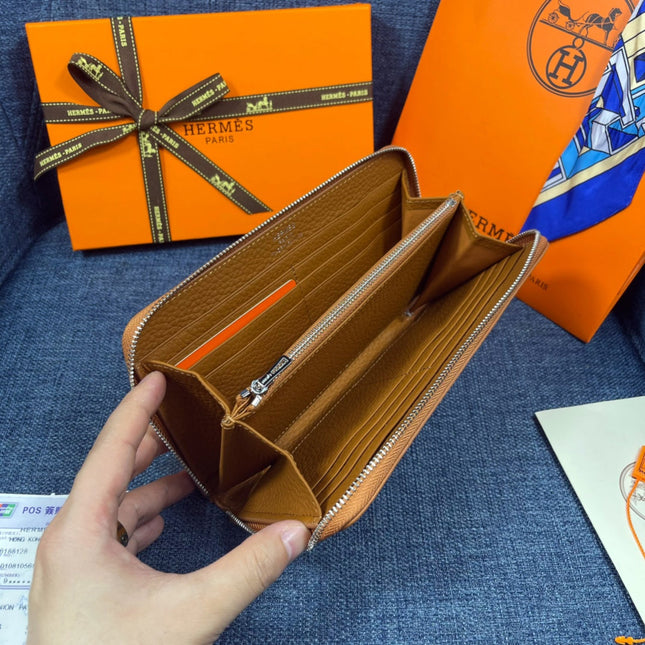 HM SILK'IN HOLED WALLET 19 BRONZE GRAINED CALFSKIN