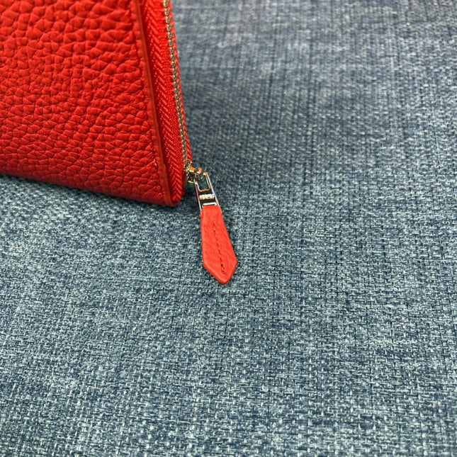 HM SILK'IN HOLED WALLET 19 RED GRAINED CALFSKIN