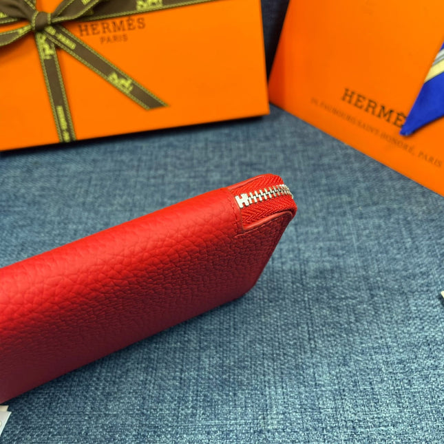 HM SILK'IN HOLED WALLET 19 RED GRAINED CALFSKIN