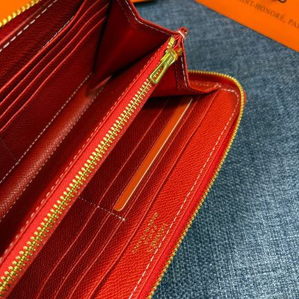 HM SILK'IN HOLED WALLET 19 RED CALFSKIN