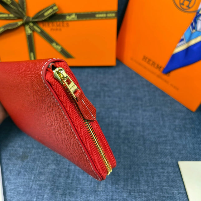 HM SILK'IN HOLED WALLET 19 RED CALFSKIN