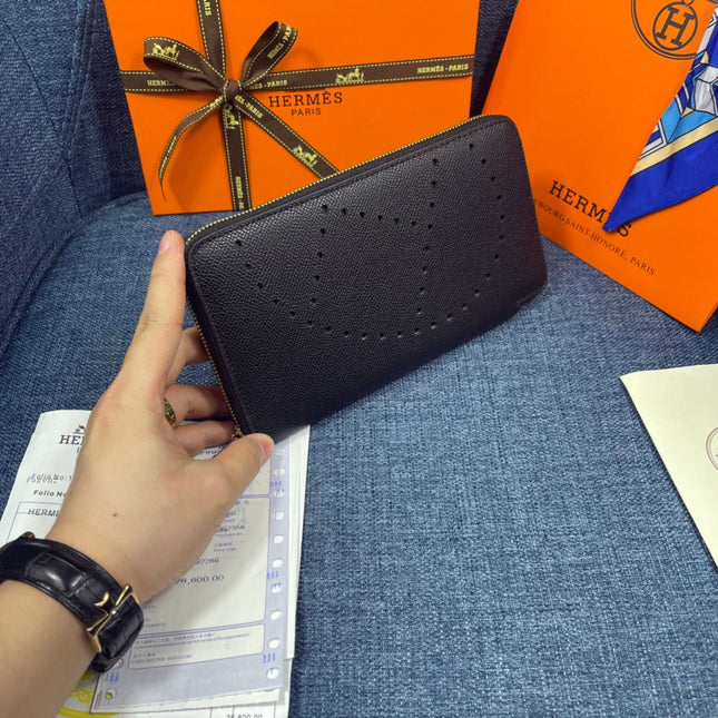 HM SILK'IN HOLED WALLET 19 BLACK CALFSKIN