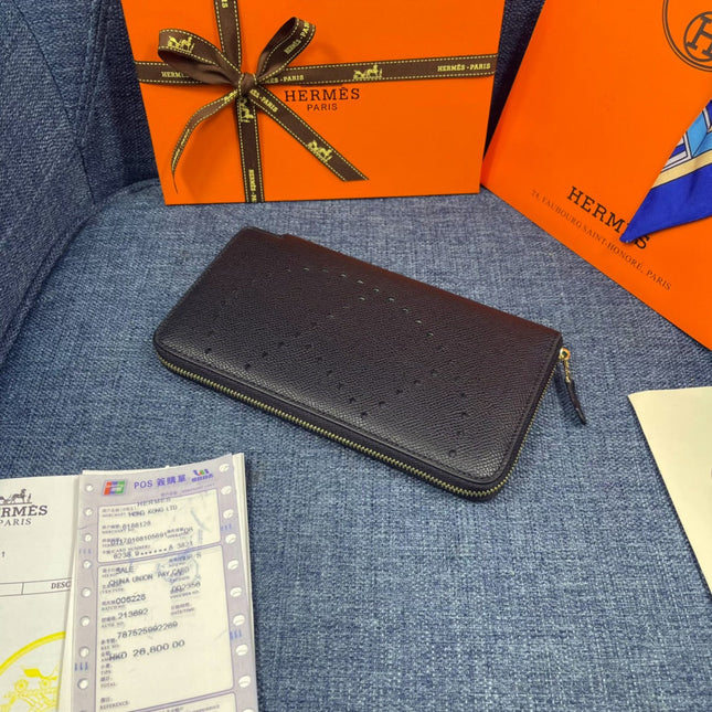 HM SILK'IN HOLED WALLET 19 BLACK CALFSKIN