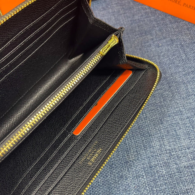HM SILK'IN HOLED WALLET 19 BLACK CALFSKIN