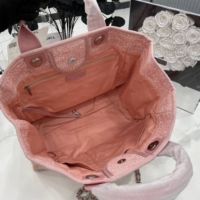 CC DEAUVILLE LARGE 38 TOTE BAG IN LIGHT PINK CANVAS