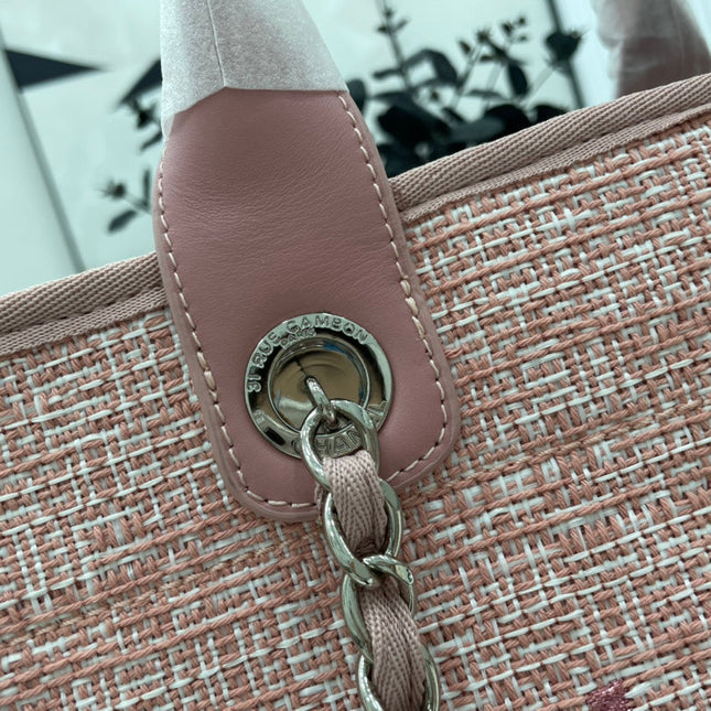 CC DEAUVILLE LARGE 38 TOTE BAG IN LIGHT PINK CANVAS
