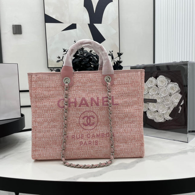 CC DEAUVILLE LARGE 38 TOTE BAG IN LIGHT PINK CANVAS