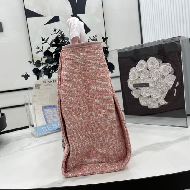 CC DEAUVILLE LARGE 38 TOTE BAG IN LIGHT PINK CANVAS