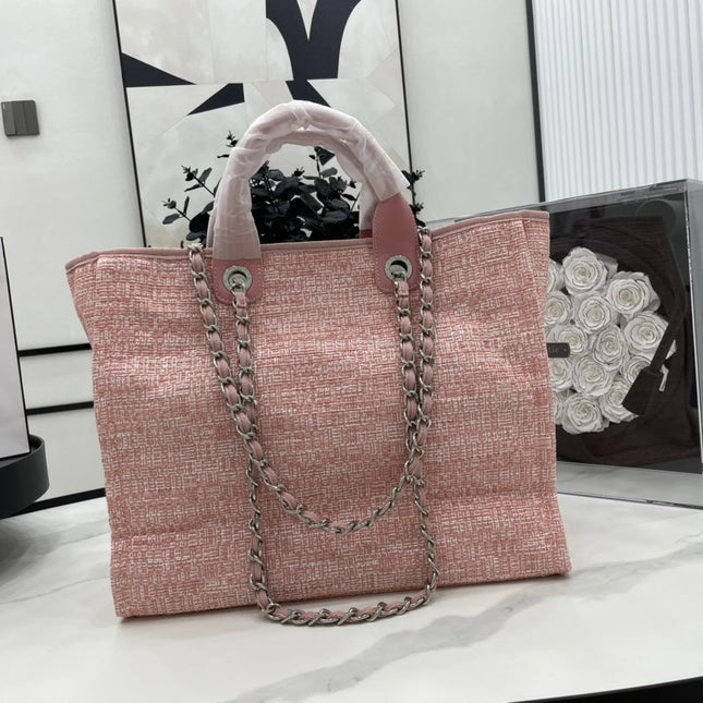 CC DEAUVILLE LARGE 38 TOTE BAG IN LIGHT PINK CANVAS