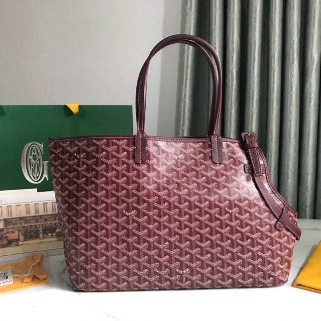 CHIEN GRIS BAG 33 IN WINE RED GOYARDINE CANVAS AND CALFSKIN TRIM