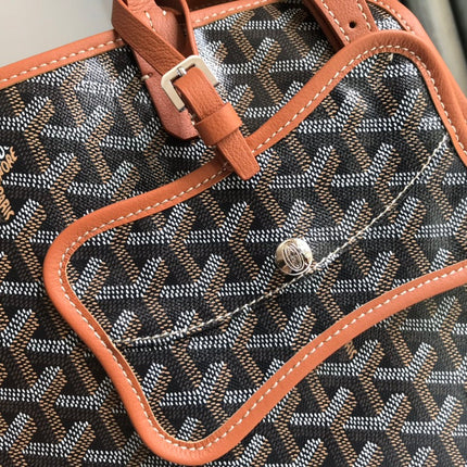CHIEN GRIS BAG 33 IN BLACK GOYARDINE CANVAS AND TAN CALFSKIN TRIM