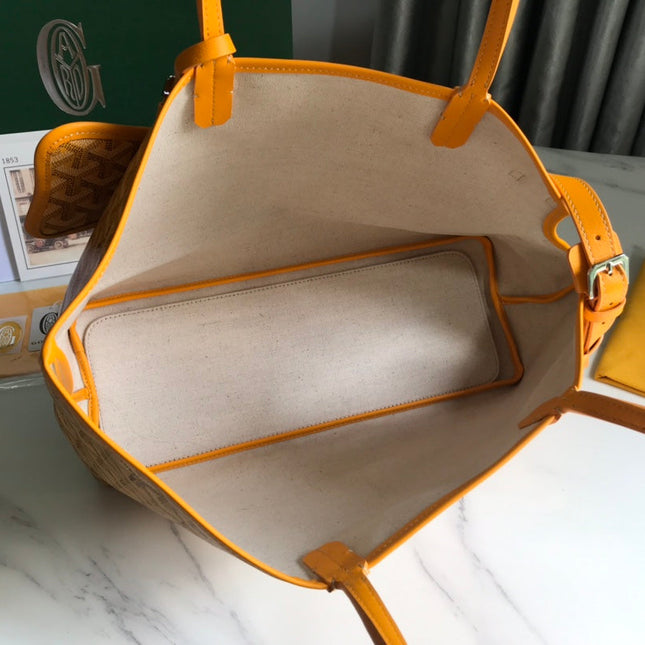 CHIEN GRIS BAG 33 IN YELLOW GOYARDINE CANVAS AND CALFSKIN TRIM