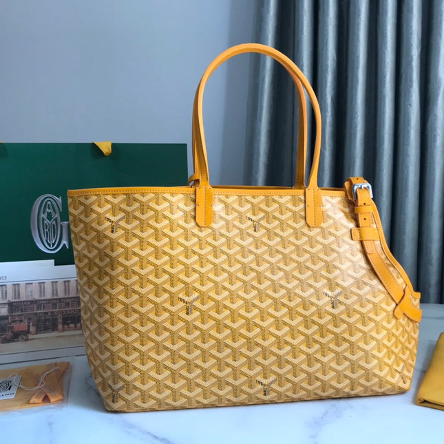 CHIEN GRIS BAG 33 IN YELLOW GOYARDINE CANVAS AND CALFSKIN TRIM