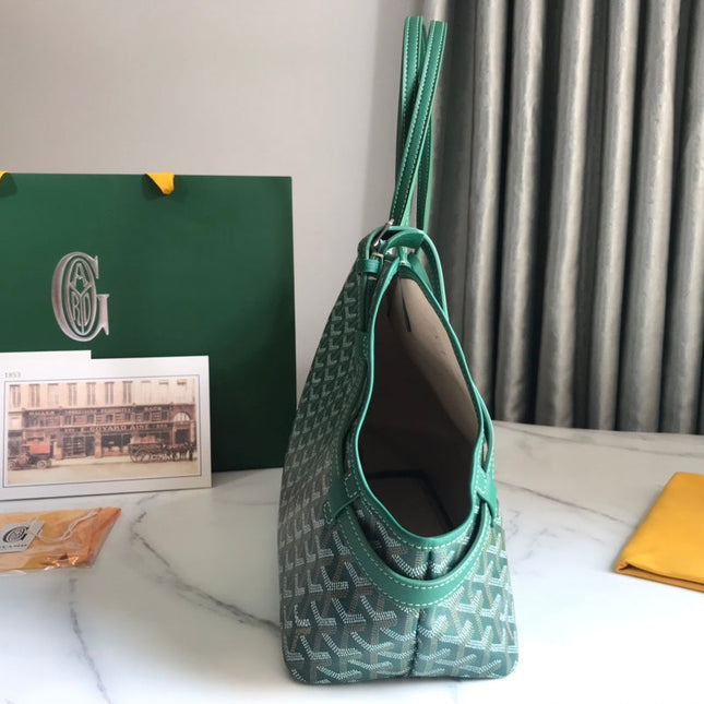 CHIEN GRIS BAG 33 IN GREEN GOYARDINE CANVAS AND CALFSKIN TRIM