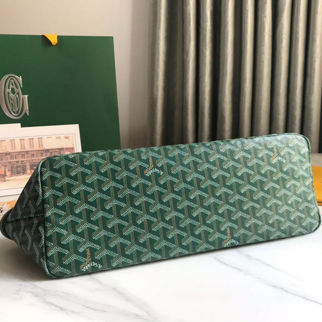 CHIEN GRIS BAG 33 IN GREEN GOYARDINE CANVAS AND CALFSKIN TRIM