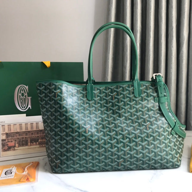 CHIEN GRIS BAG 33 IN GREEN GOYARDINE CANVAS AND CALFSKIN TRIM