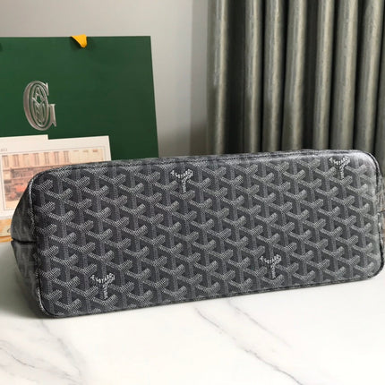 CHIEN GRIS BAG 33 IN GREY BLACK GOYARDINE CANVAS AND CALFSKIN TRIM