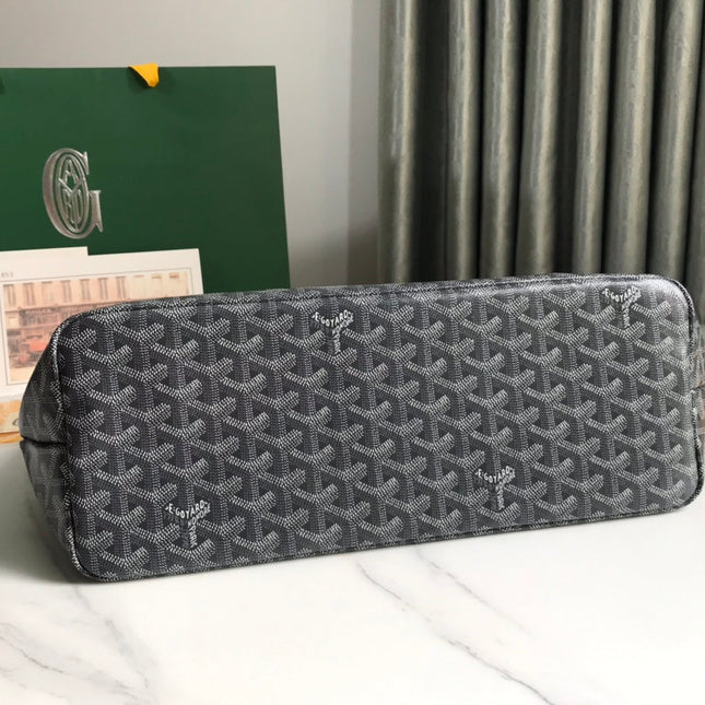 CHIEN GRIS BAG 33 IN GREY BLACK GOYARDINE CANVAS AND CALFSKIN TRIM