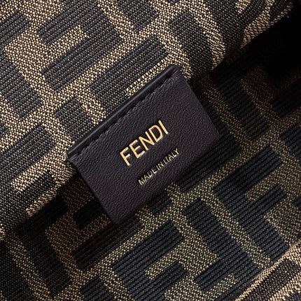 FENDI FIRST SMALL 26 COFFEE BROWN LEATHER BAG WITH EXOTIC DETAILS
