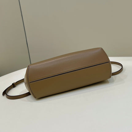 FENDI FIRST SMALL 26 COFFEE BROWN LEATHER BAG WITH EXOTIC DETAILS