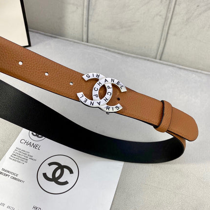 CC 30MM BELT IN BRONZE BROWN SMOOTH CALFSKIN WITH SILVER HARDWARE