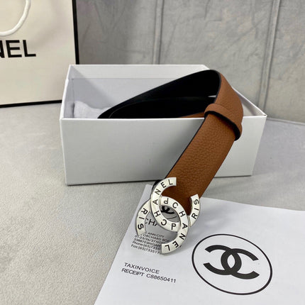 CC 30MM BELT IN BRONZE BROWN SMOOTH CALFSKIN WITH SILVER HARDWARE