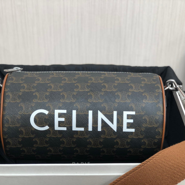 CYLINDRICAL 22  BAG BLACK PATTERN COWHIDE