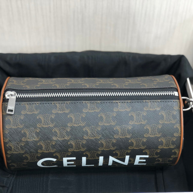 CYLINDRICAL 22  BAG BLACK PATTERN COWHIDE