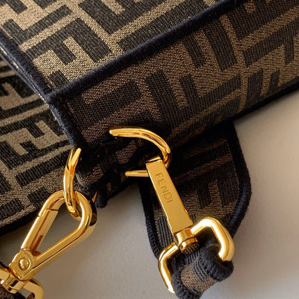 Fend Baguette 27 Brown FF Jacquard Fabric Bag Ghw