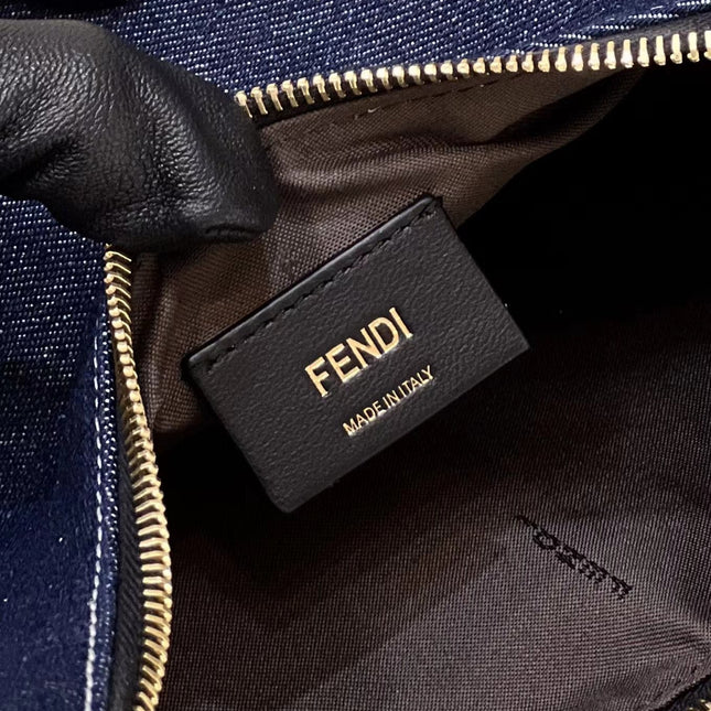 FENDIGRAPHY 29 BAG IN NAVY BLUE DENIM FABRIC WITH GOLD HARDWARE