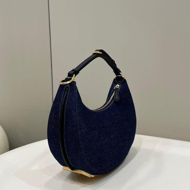 FENDIGRAPHY 29 BAG IN NAVY BLUE DENIM FABRIC WITH GOLD HARDWARE