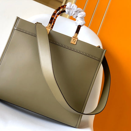 Fend Sunshine Medium Bag 35 Olive Leather