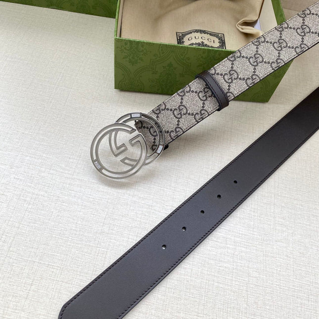 GG MARMONT MONOGRAM BELT 40MM SILVER HARDWARE