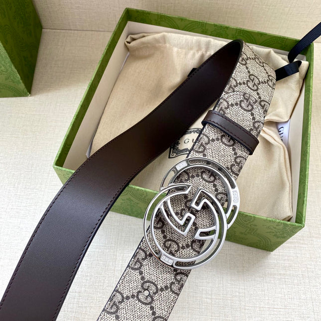 GG MARMONT MONOGRAM BELT 40MM SILVER HARDWARE
