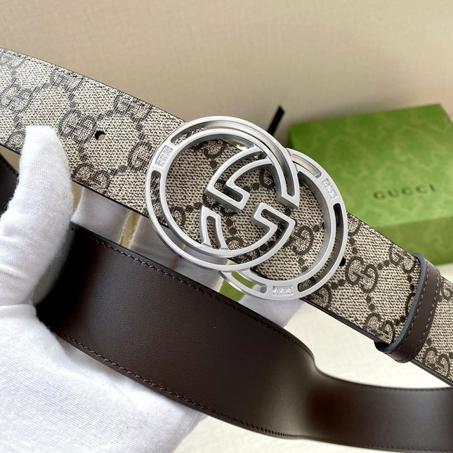 GG MARMONT MONOGRAM BELT 40MM SILVER HARDWARE