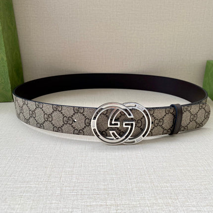 GG MARMONT MONOGRAM BELT 40MM SILVER HARDWARE