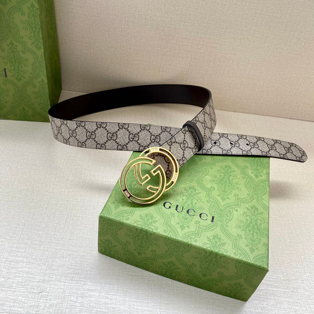 GG MARMONT MONOGRAM BELT 40MM GOLD HARDWARE