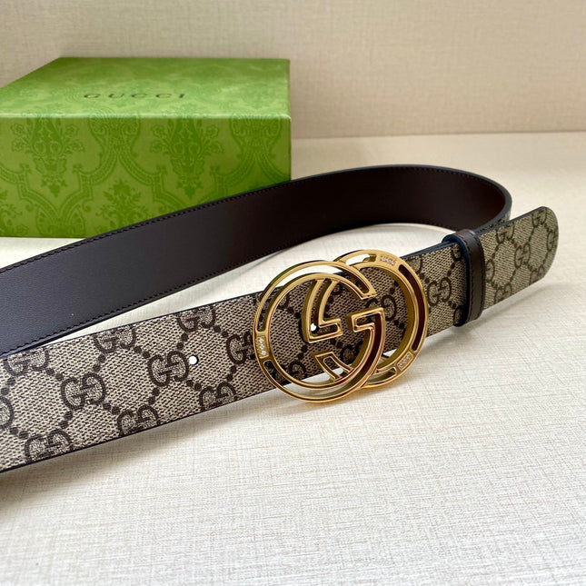 GG MARMONT MONOGRAM BELT 40MM GOLD HARDWARE