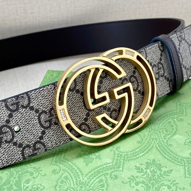GG MARMONT MONOGRAM BELT 40MM GOLD HARDWARE
