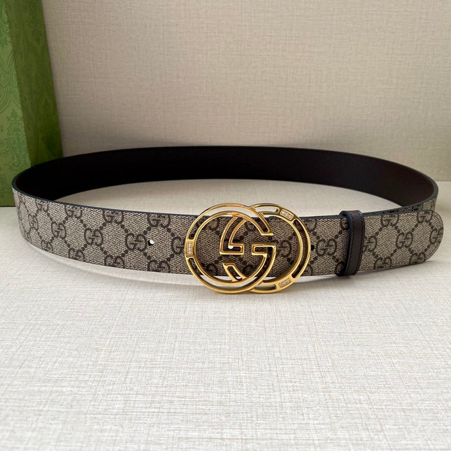 GG MARMONT MONOGRAM BELT 40MM GOLD HARDWARE