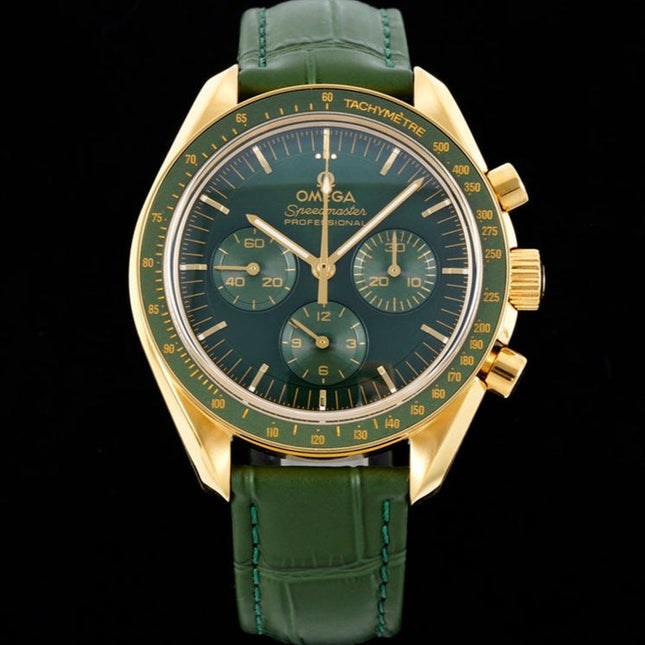 SPEEDMASTER MOONWATCH PROFESSIONAL 42 MM JUNGLE GREEN CASE ON LEATHER STRAP