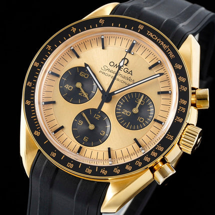 SPEEDMASTER MOONWATCH PROFESSIONAL 42 MM GOLD CASE ON BLACK LEATHER STRAP