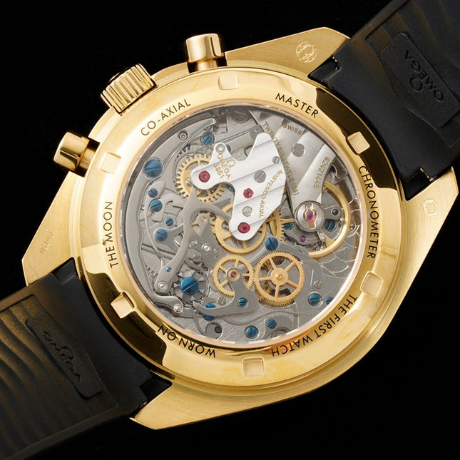 SPEEDMASTER MOONWATCH PROFESSIONAL 42 MM GOLD CASE ON BLACK LEATHER STRAP