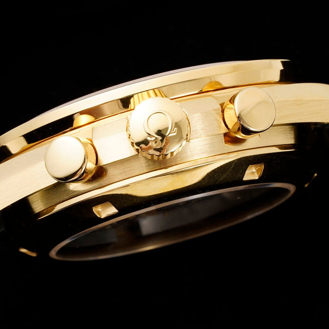 SPEEDMASTER MOONWATCH PROFESSIONAL 42 MM GOLD CASE ON BLACK LEATHER STRAP